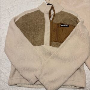 Columbia Cream and Tan Fleece Pullover